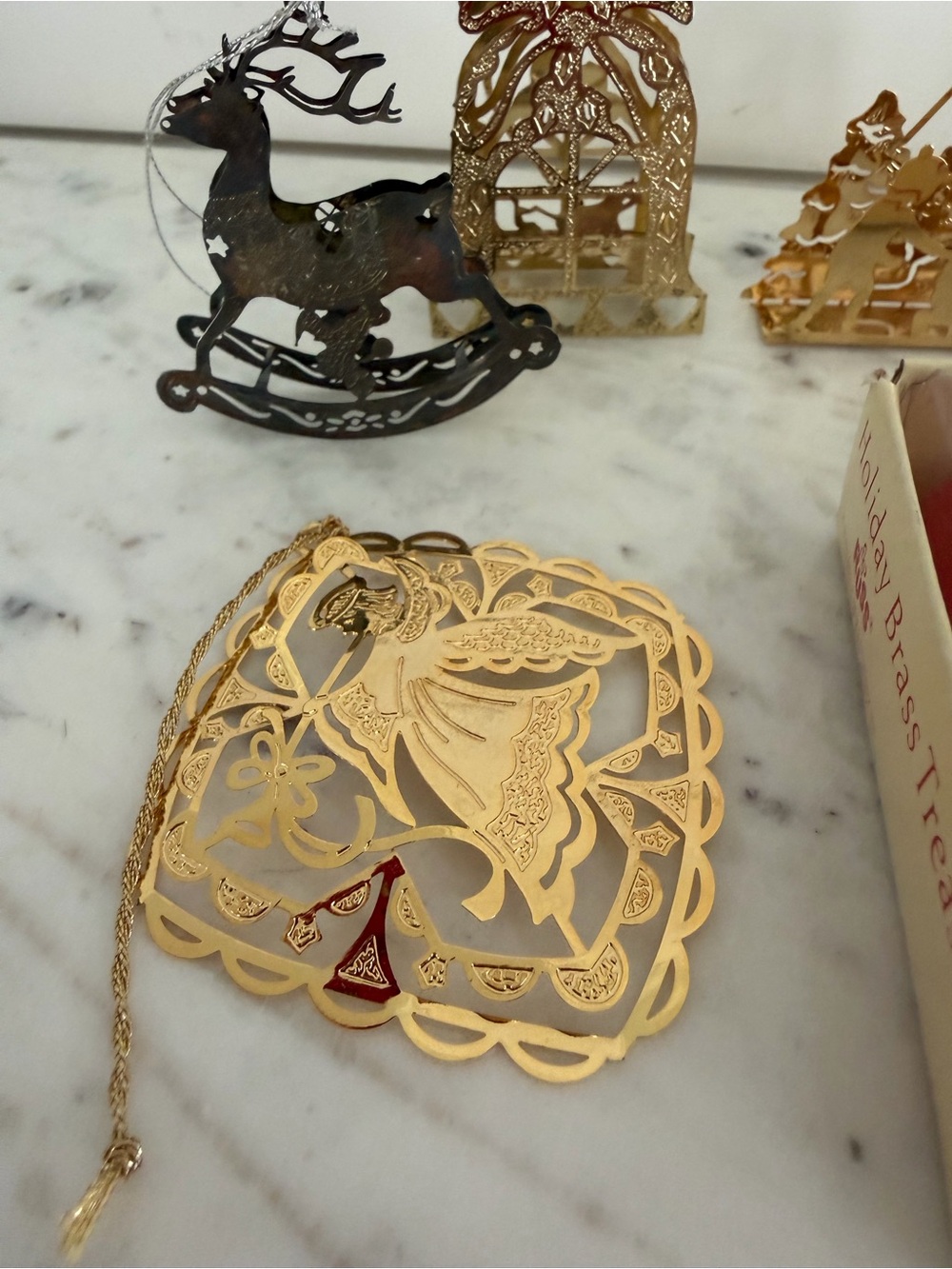 VTG Brass Christmas Ornaments lot of 5 - Picture 2 of 9